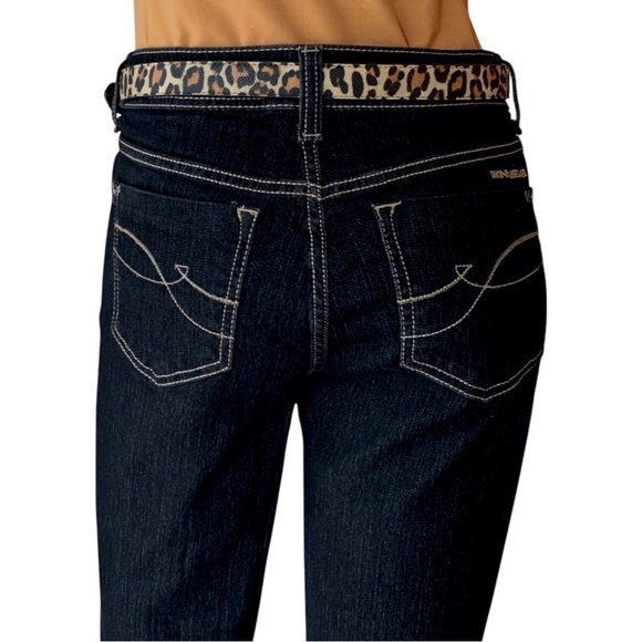 DKNY Jeans black straight leg jeans w/cream contrast stitching - Picture 8 of 11